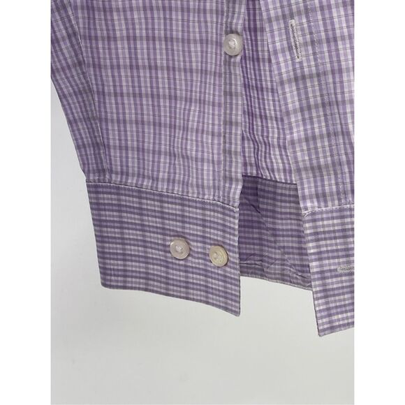Hugo Boss‎ Button Down Dress Shirt Slim Fit Men 44 Large Purple Plaid Check - Picture 7 of 12